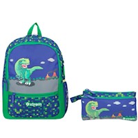 Pack Mochila + Cartuchera Blue Dino Xtrem